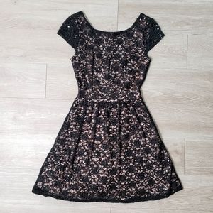 Windsor black & nude lace sequin party cocktail dress size 6 wedding  evening
